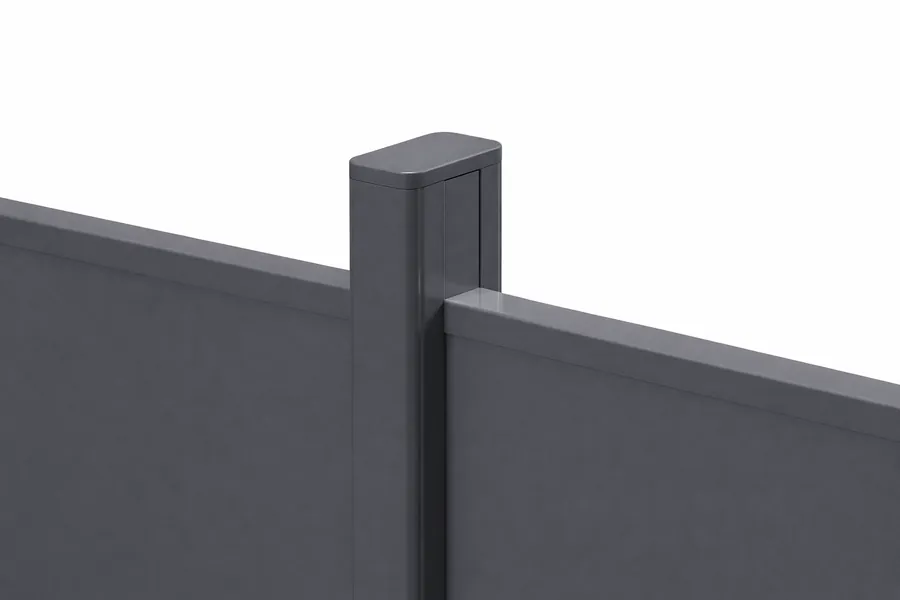 Poteau aluminium ligne droite 2 entrées-Gris 7016