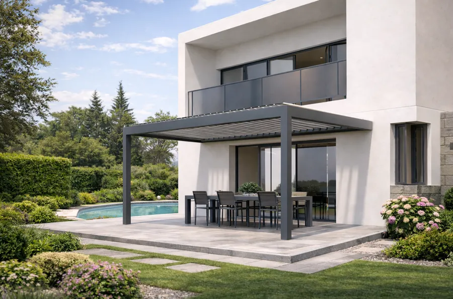 Pergola bioclimatique aluminium ZENITH - Adossée