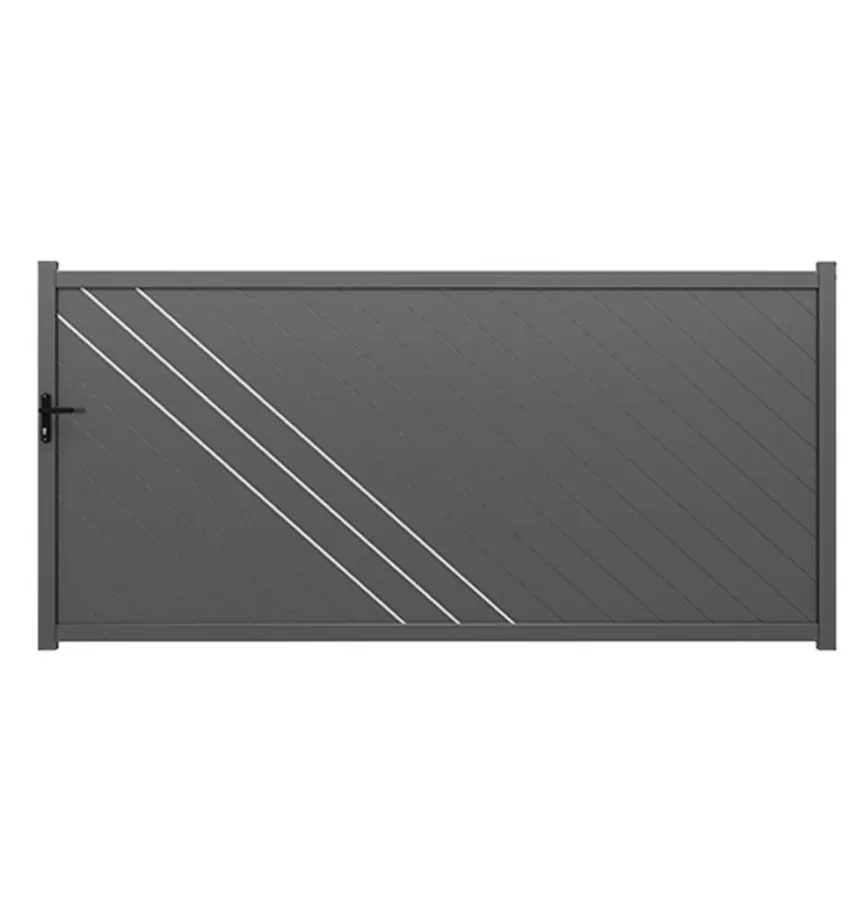 Portail aluminium coulissant Éclipse - Gris 7016 réversible