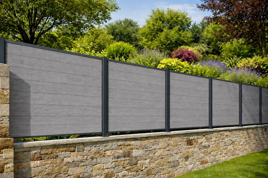 Kit clôture Composite/aluminium GRIS QUARTZ - sur platine