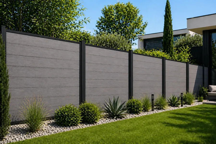 Kit clôture Composite/aluminium GRIS QUARTZ - à sceller