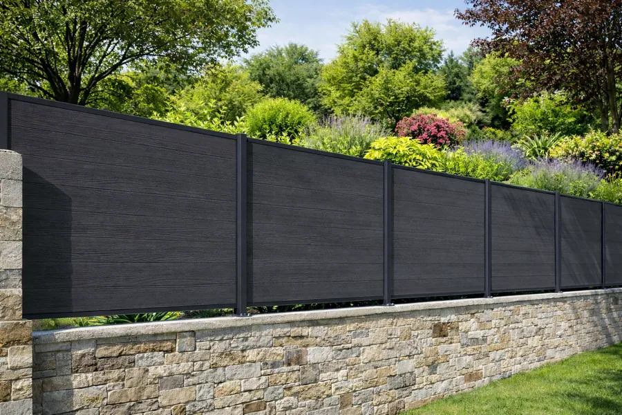 Kit clôture Composite/aluminium GRIS ANTHRACITE - sur platine