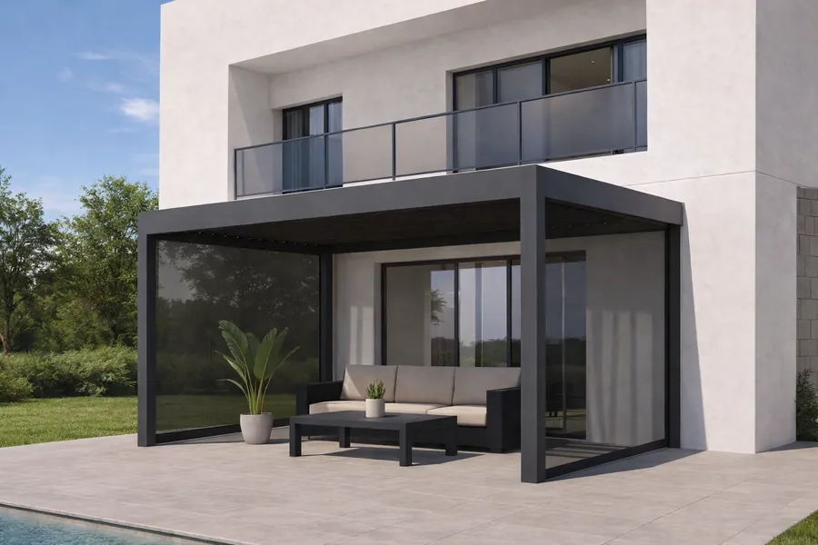 Pergola bioclimatique aluminium AURA - Adossée