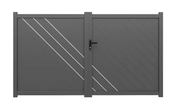 Portail aluminium battant Éclipse - Gris 7016